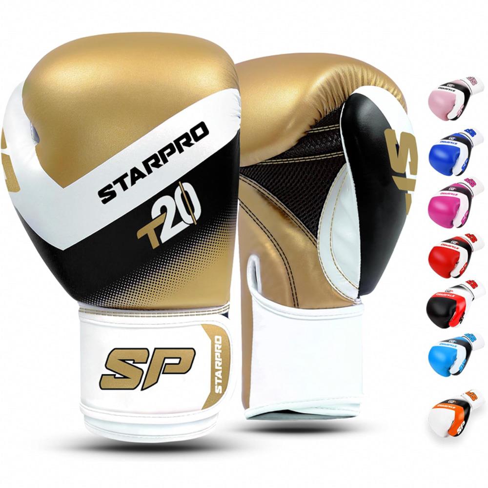 Starpro T20 Boxhandschuhe 12oz PU-Leder für Muay Thai Kickboxen Training und Sparring – für Männer und Frauen – in 8oz, 10oz, 12oz, 14oz, 16oz und mehreren Farben