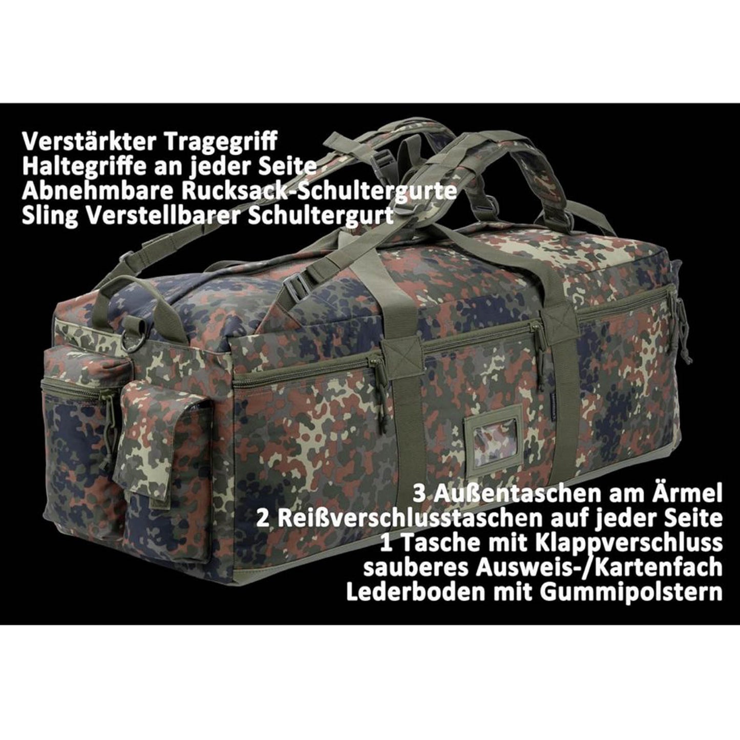 Backferry Große Tasche 80L Taktische Ausrüstungstasche Sporttasche mit abnehmbaren Rucksackgurten