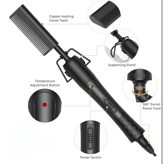 UMIGA Heißer Kamm, Elektrische Bürste, Kupfer, Schwarz, schnelles Glätten,Anti-Statik.