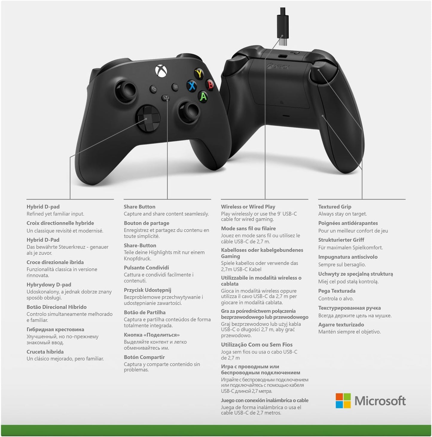 Xbox Wireless Controller 1914, Gamepad für PC, inkl. USB-C Kabel, kabellos, ergonomisch, Vibrationsfunktion