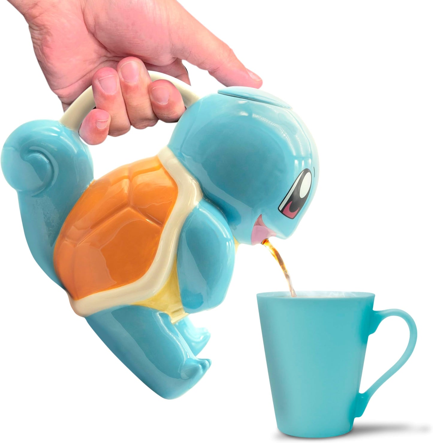 Pokémon Teekanne Schildkröte, Modell ABYTAB133, Keramik, buntes Design, Sammlerstück