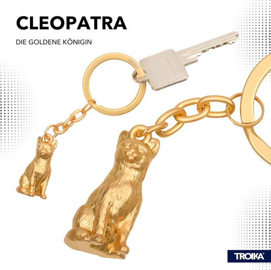 TROIKA Schlüsselanhänger CLEOPATRA, Schlüsselring, Metallguss, verchromt, goldfarben, einzigartiges Design.