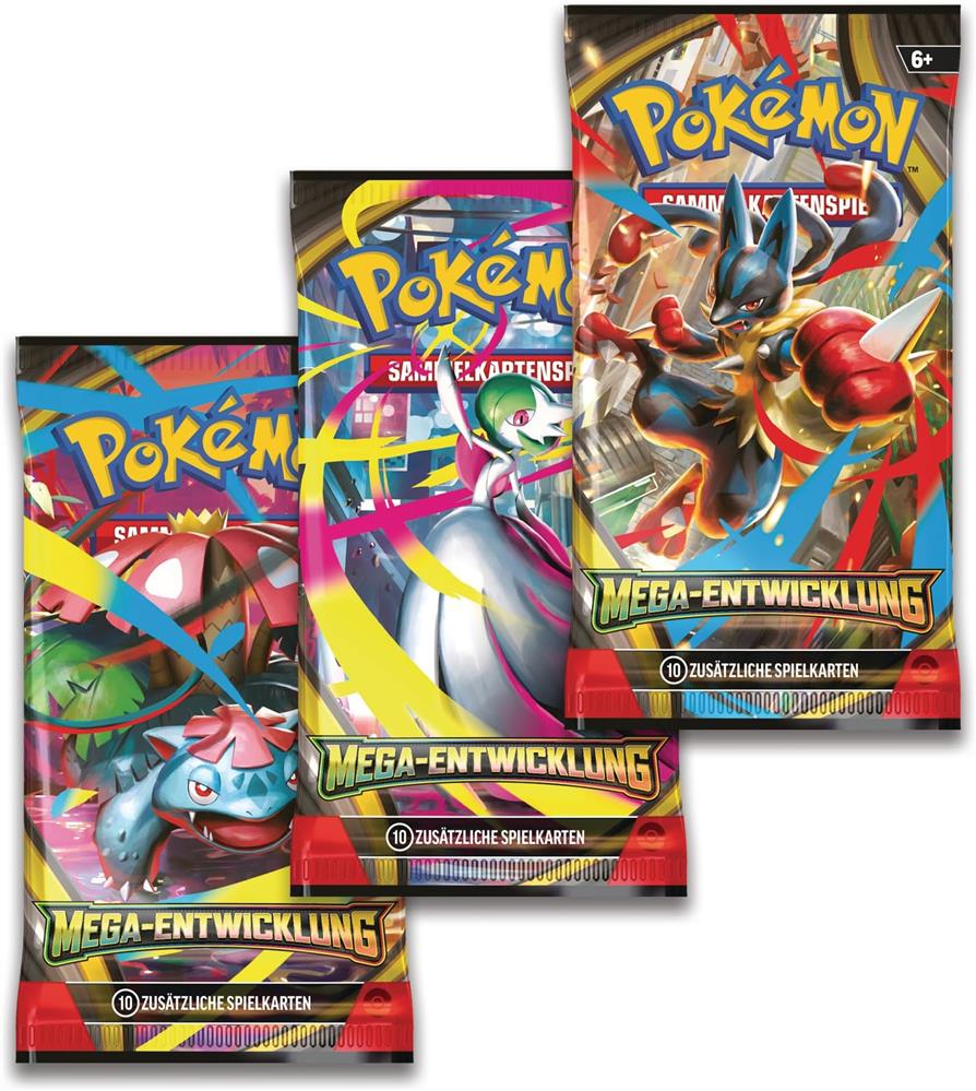 Pokémon-Sammelkartenspiel 10-10050-103, 3er-Pack Mega-Entwicklung, Entoron, 1 Holo-Promokarte & 3 Boosterpacks