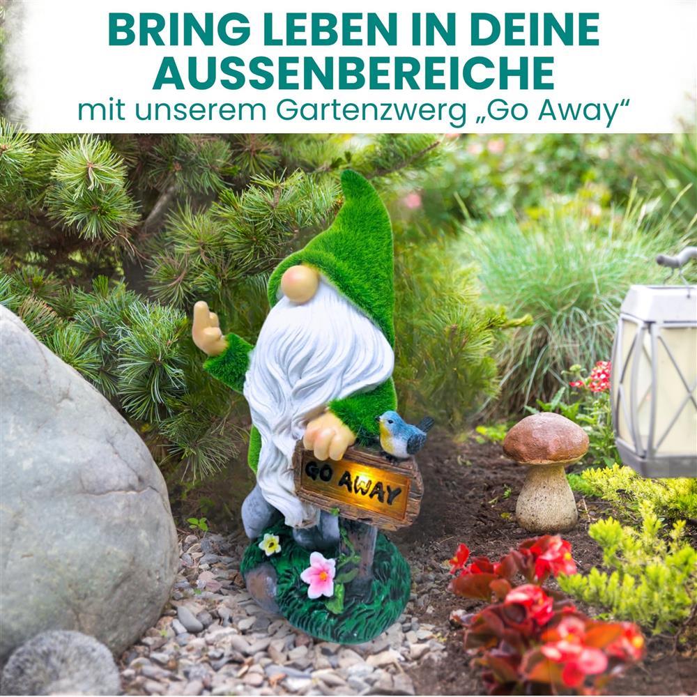 Tin Dreams DG0004 - Solar-Gartenzwerg aus Harz, freche Außendeko mit Mittelfinger, wetterfest für Balkon & Terrasse