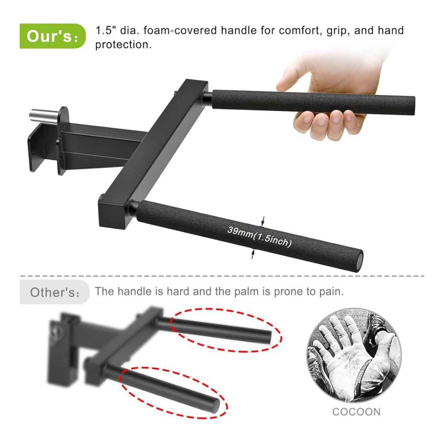 Kipika Y-förmige Dip-Stange, 5,1x5,1 cm, Heavy Duty, für Power Cage, 2,5 cm Loch, ideal für Home Gym und Krafttraining