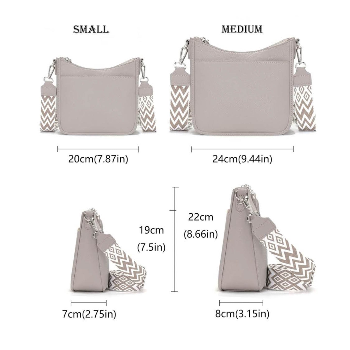 YISUOHOOM Handtasche Damen Mittelgroß Umhängetasche Grau, Crossbody Bag, mehrere Fächer