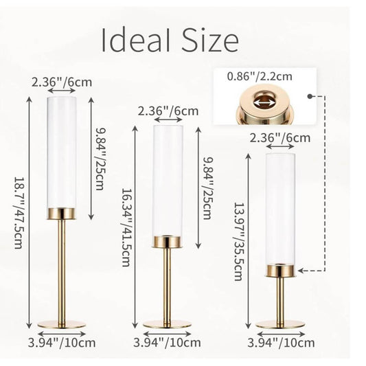 Inweder Tischhalter, Set von 18, Candelabrum, abnehmbares Glas, goldene Tischkerzen, elegant und dekorativ.