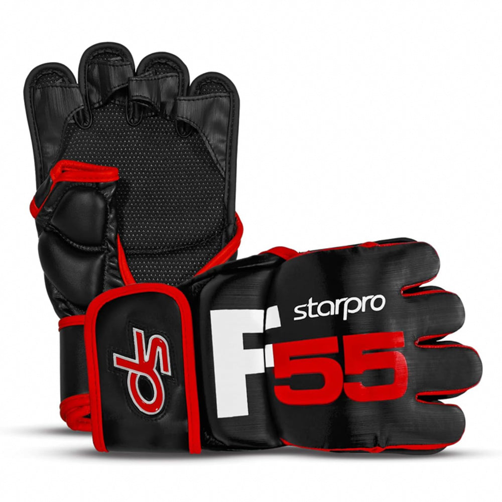 Starpro Fusion MMA-Handschuhe L-XL | Cronos Premium Kunstleder | Schwarz Rot | Professionelles MMA-Sparring, Kickboxen, Boxsacktraining und Fitness für Männer und Frauen