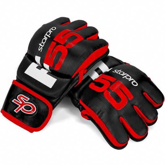 Starpro Fusion MMA-Handschuhe L-XL | Cronos Premium Kunstleder | Schwarz Rot | Professionelles MMA-Sparring, Kickboxen, Boxsacktraining und Fitness für Männer und Frauen