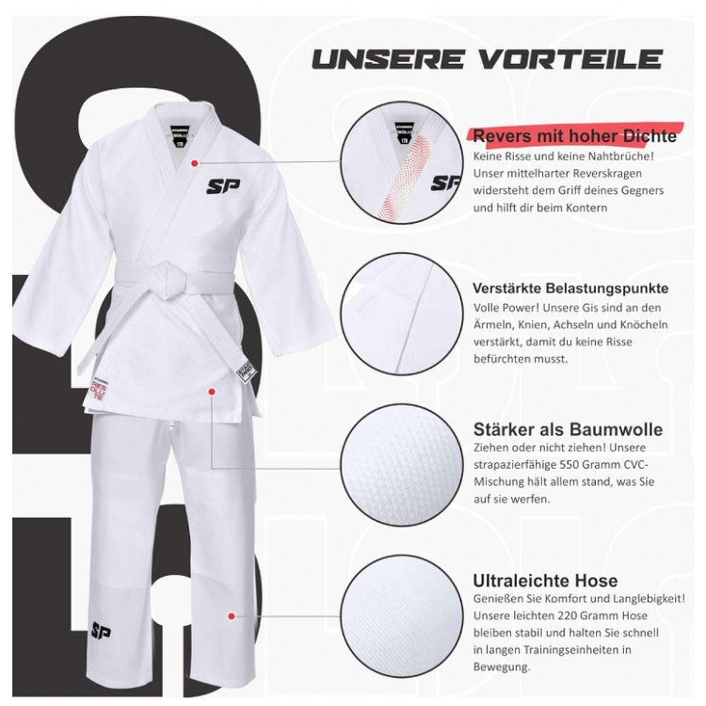 Starpro Judo Single Weave 9/190cm Gi 550 Gramm Premium-Baumwollmischung weiß professioneller Judogi für Training und Wettkampf Männer und Frauen mehrere Größen