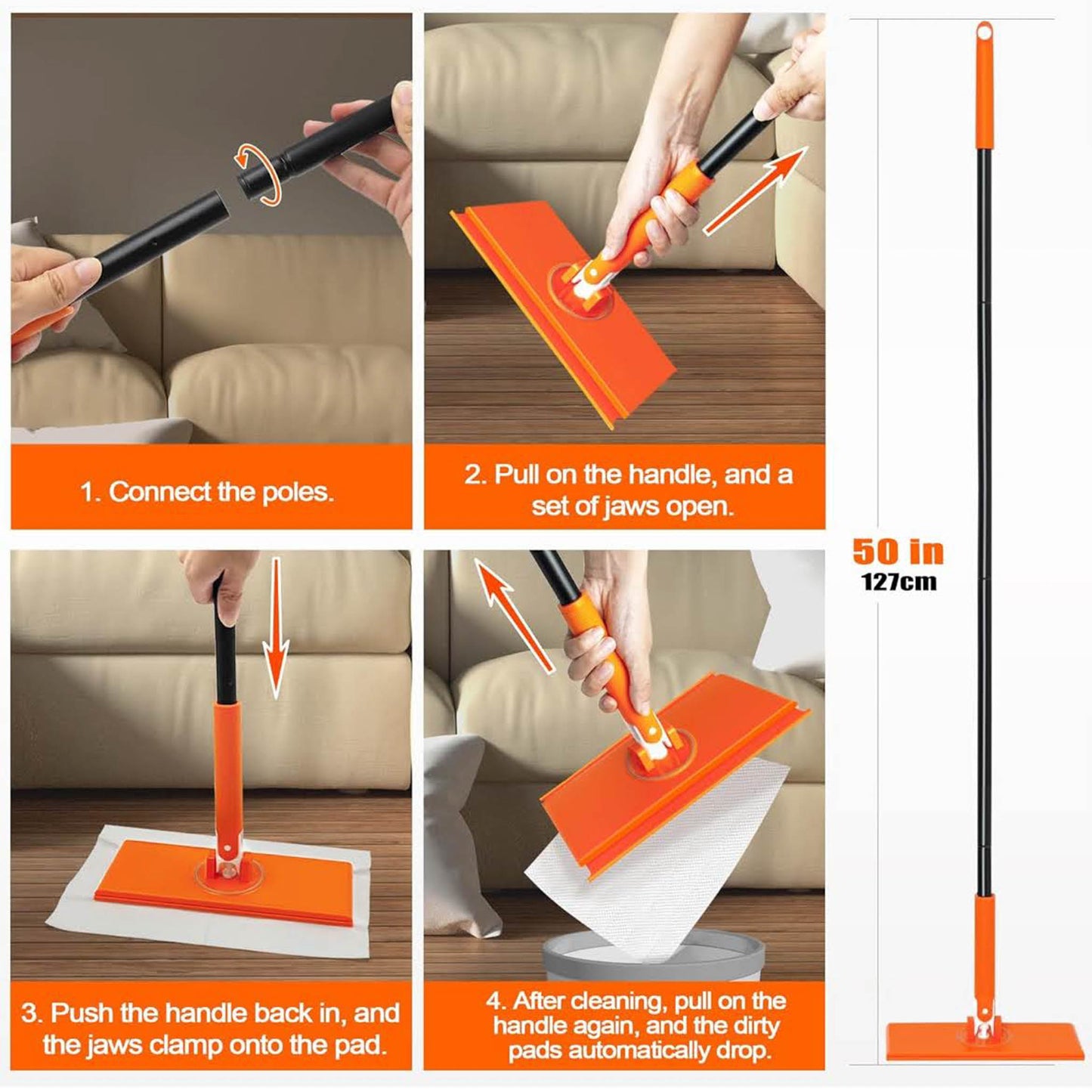 JEHONN Bodenwischer, Nass, Wet Dry Starterset, 10 feuchte & 10 trockene Wischtücher, ideal für Swiffer Pads.