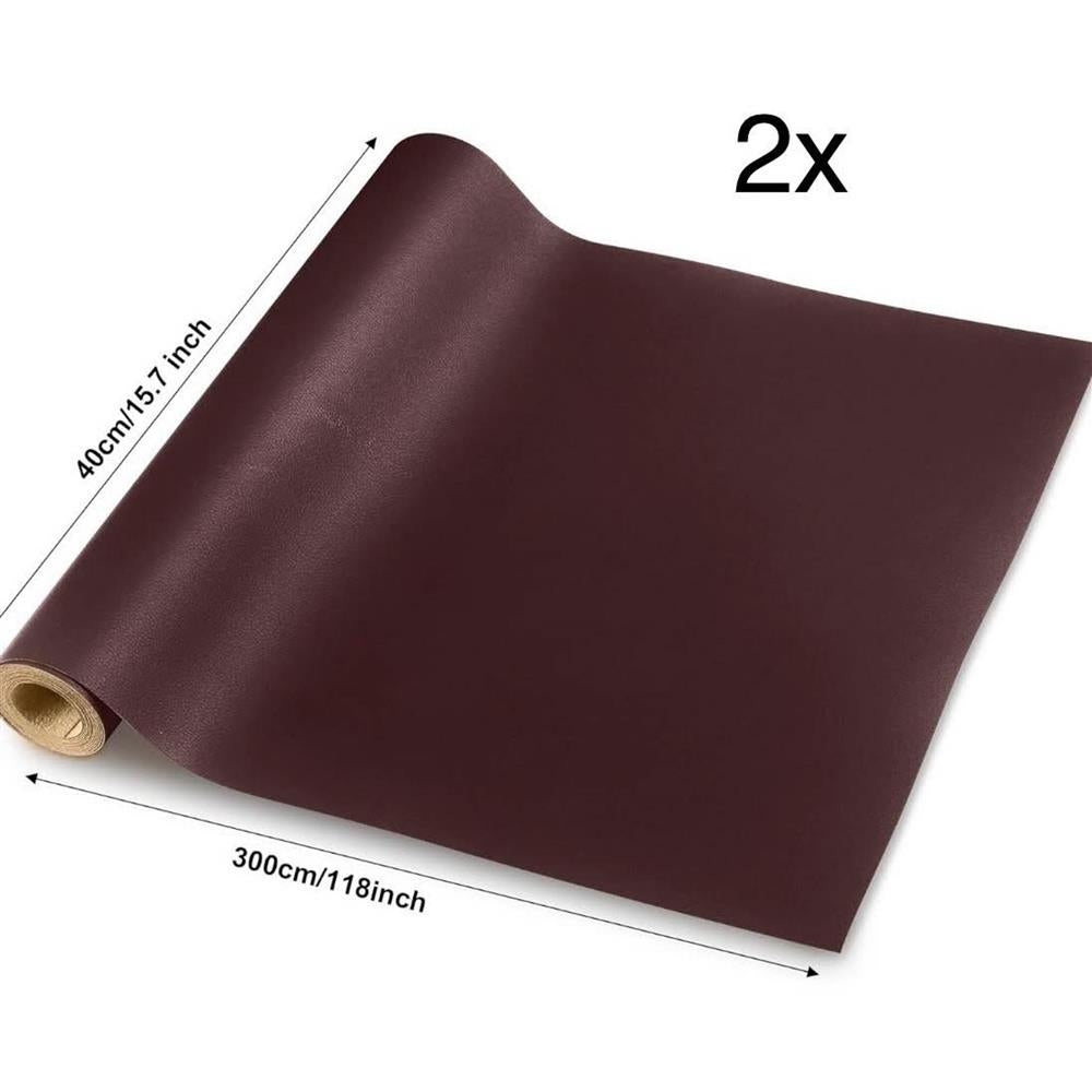 Cahomo 60 x 300 cm Leather Repair Patch Reddish Brown Self-Adhesive for Car Seat Sofa Furniture Jackets
