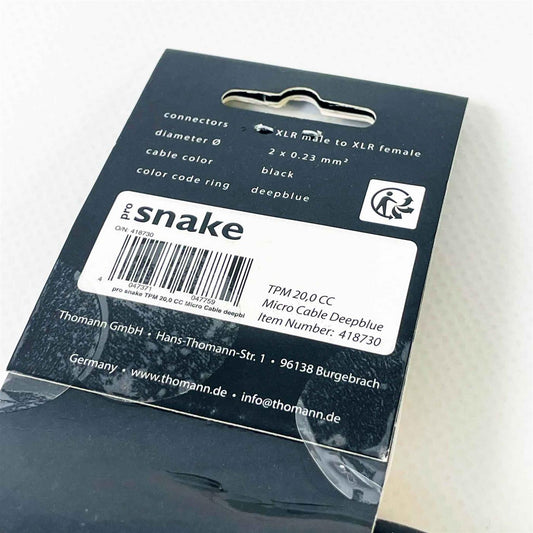 Pro Snake 418730 (TPM CC) Micro-Kabel 20,0 m, tiefblau – schlankes, flexibles Mikrofonkabel