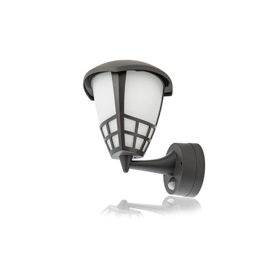 HUBER LED Wandlampe E27, Außenleuchte mit Bewegungsmelder 140°, IP54, anthrazit, energieeffizient, vielseitig einsetzbar.