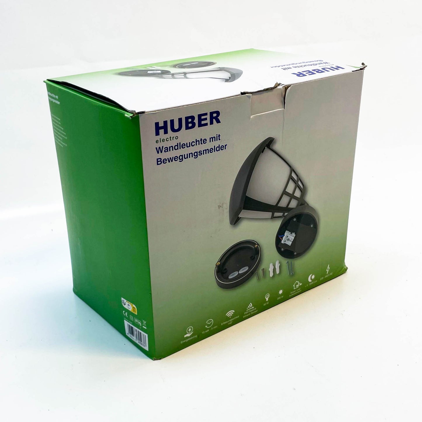 HUBER LED Wandlampe E27, Außenleuchte mit Bewegungsmelder 140°, IP54, anthrazit, energieeffizient, vielseitig einsetzbar.