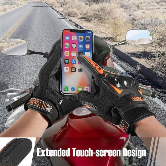 COFIT Motorrad Handschuhe L - Touchscreen Motorradhandschuhe für Motorradrennen, Mountainbike, Motorcross, Klettern, Wandern und Outdoor Aktivitäten - Orange