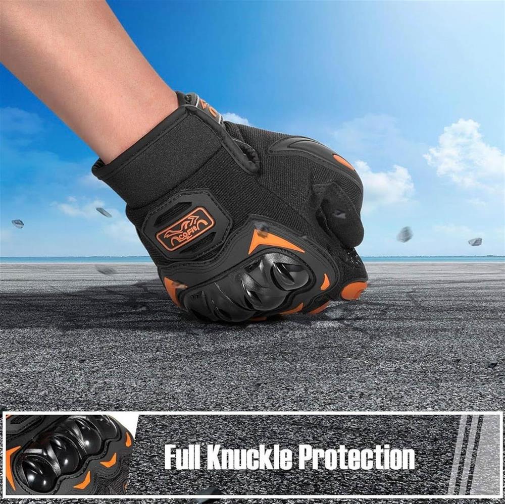 COFIT Motorrad Handschuhe L - Touchscreen Motorradhandschuhe für Motorradrennen, Mountainbike, Motorcross, Klettern, Wandern und Outdoor Aktivitäten - Orange
