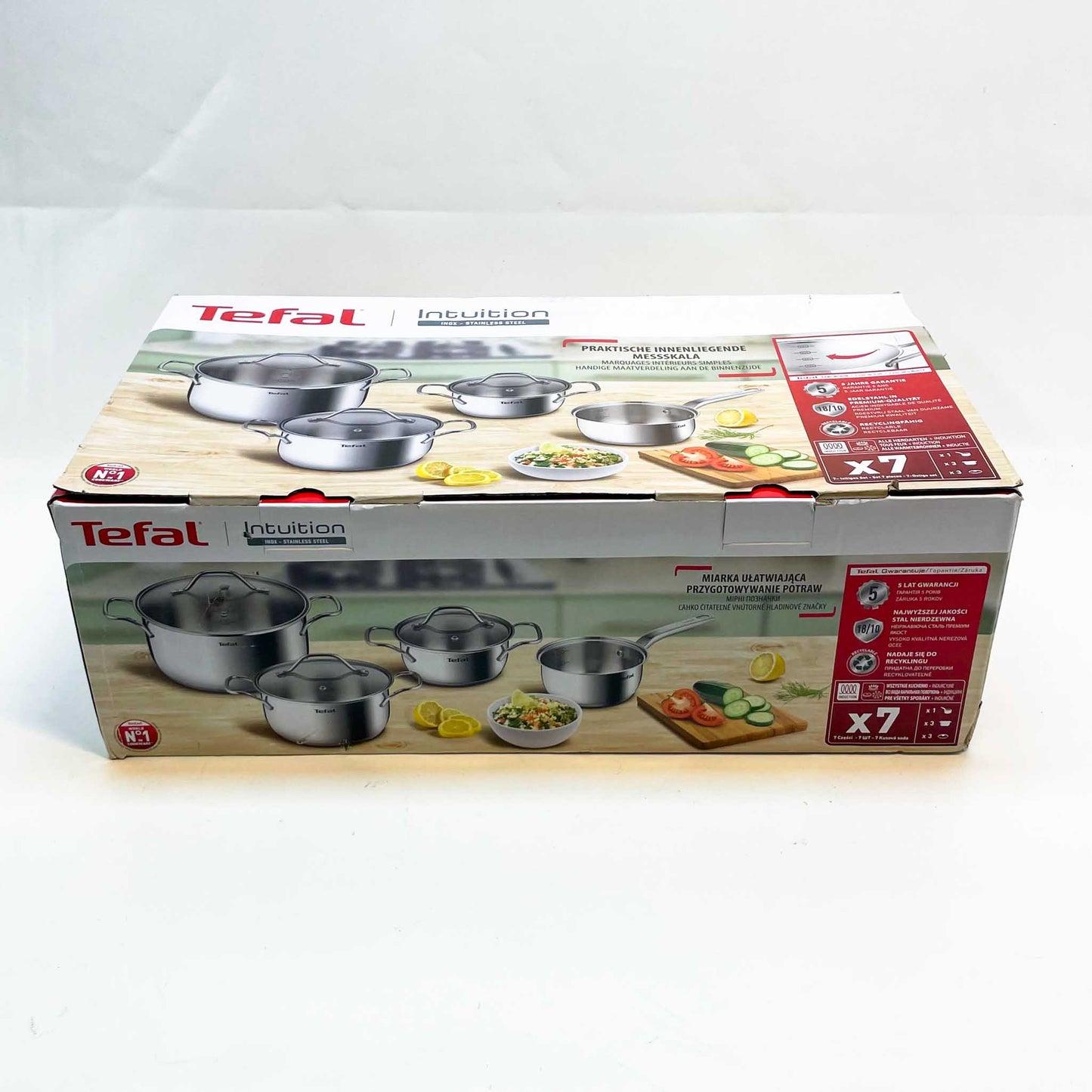 Tefal Intuition B864S734, 4-teiliges Kochset, 16 cm Stielkasserolle, 16/20/24 cm Töpfe, Premium Edelstahl, Induktionsgeeignet.