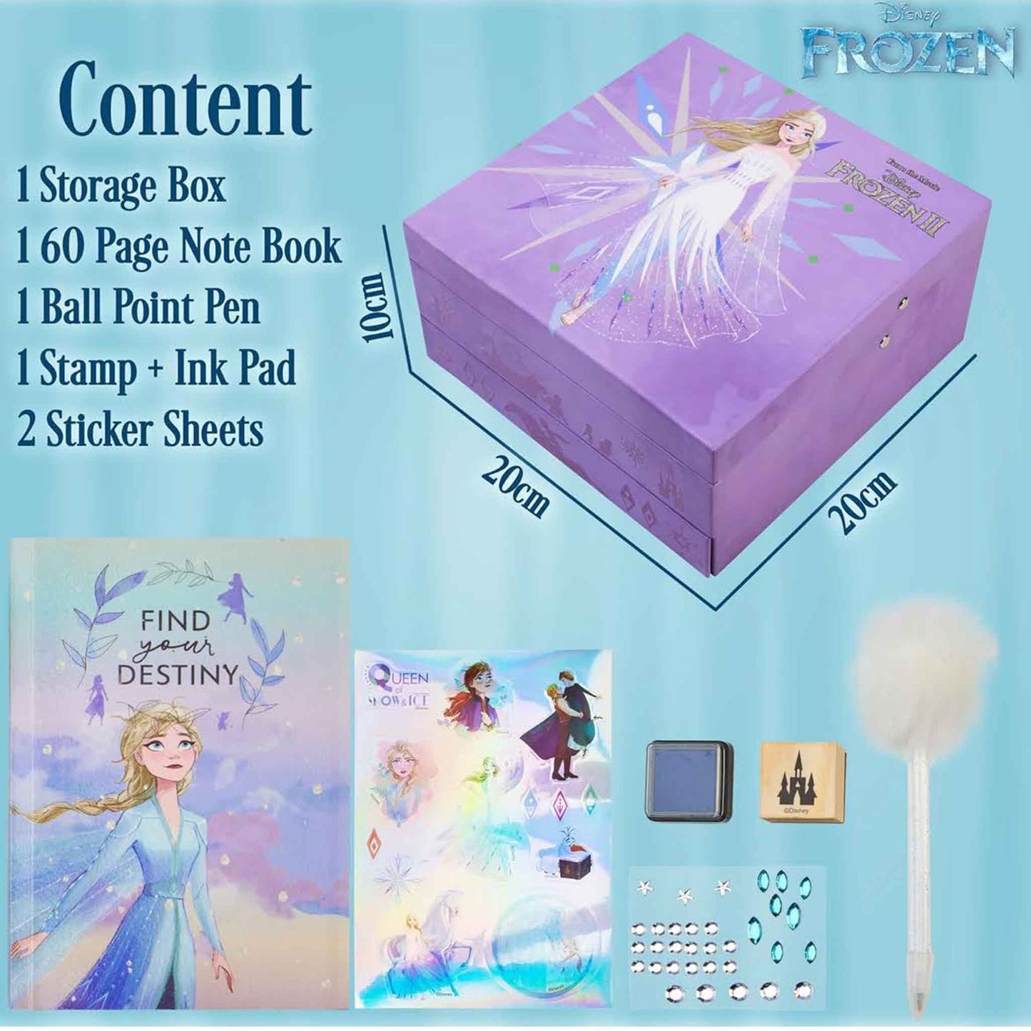 Disney Frozen Tagebuch Set, Notizbuch, Scrapbook Zubehör, lila, inkl. Stifte und Sticker, ideal für kreative Mädchen.
