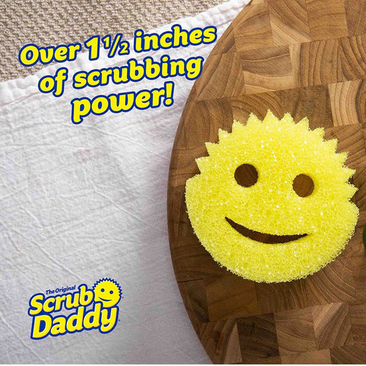 Scrub Daddy, Original, Haushaltsschwamm, gelb, vielseitig, langlebig, reinigt effektiv, wechselt zwischen hart und weich.
