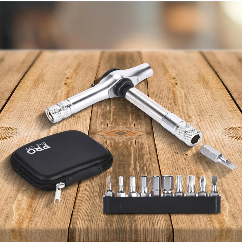 PRO BIKE TOOL Schraubendreher-Set 9,5x2x7,5 cm - Multifunktions-Fahrradwerkzeug Schwarz - Skateboard Werkzeug - Metall-Stahl, ergonomischer Griff, 3-Wege-Design