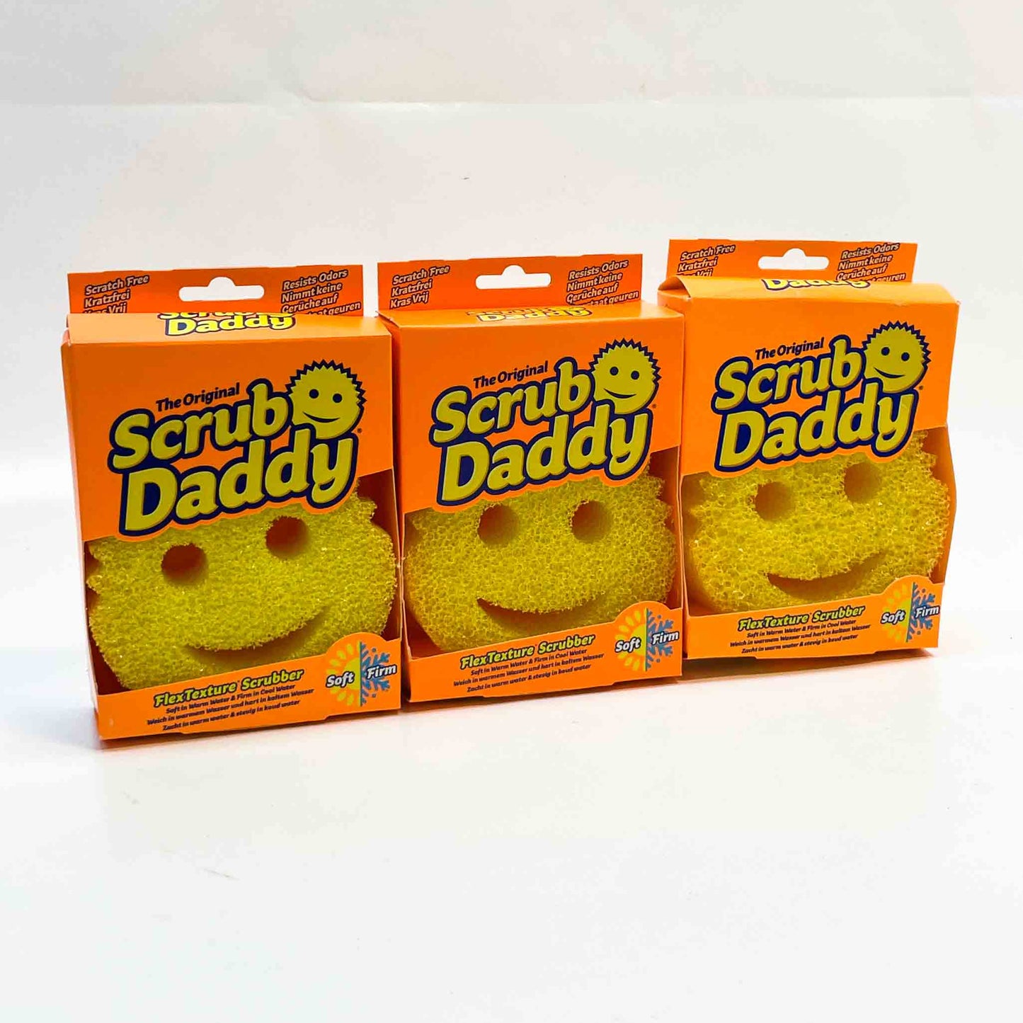 Scrub Daddy, Original, Haushaltsschwamm, gelb, vielseitig, langlebig, reinigt effektiv, wechselt zwischen hart und weich.