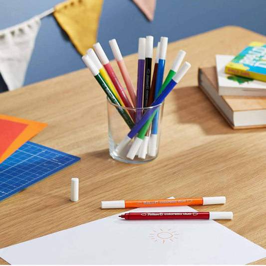 Pelikan, Colorella Duo, Fasermaler, 10 Farben Etui, 100 Stifte insgesamt, ideal für kreative Projekte.