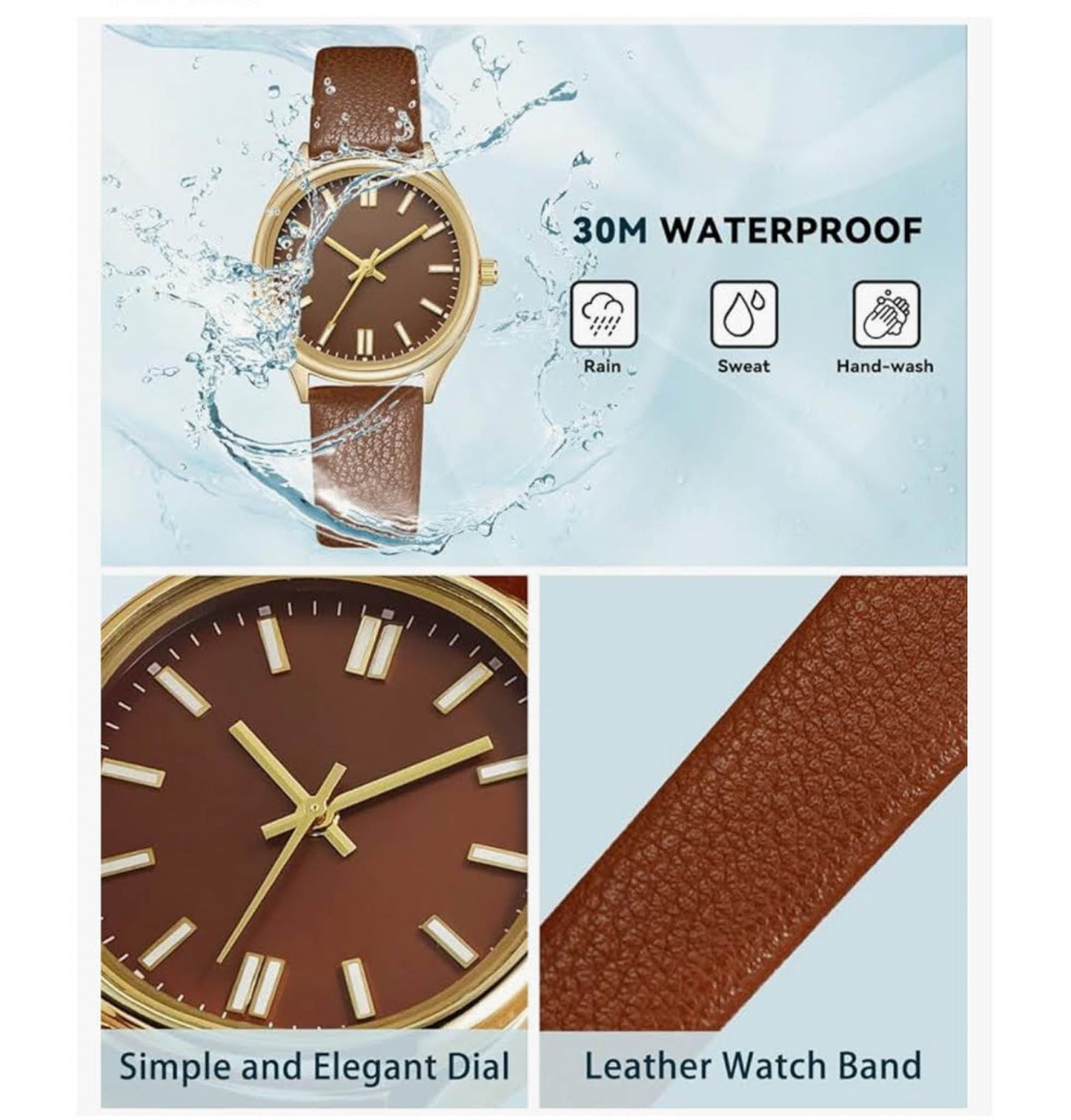 CIVO Damen Uhr, Modellnr nicht verfügbar, Armbanduhr, elegantes Leder, minimalistisch, wasserdicht, klassischer Quarzstil.