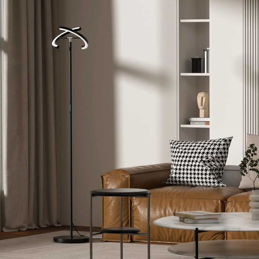 SIBRILLE Stehlampe 20W, LED Dimmbar, Schwarz, Modern, 1300LM, Warmweiß/Kaltweiß, mit Fernbedienung, Touch-Funktion, für Büro und Wohnzimmer.