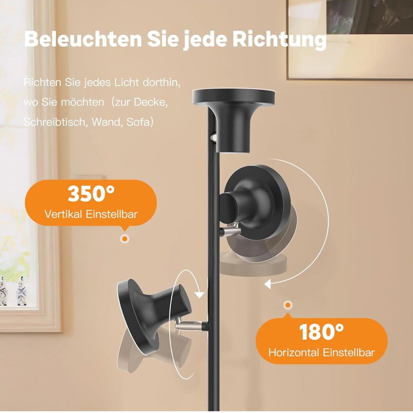 SIBRILLE Stehlampe, 36W, LED Dimmbar, 2500LM, Fernbedienung, 2700K-6500K, 3-Licht, modern, für Wohnzimmer, Schlafzimmer, Büro.