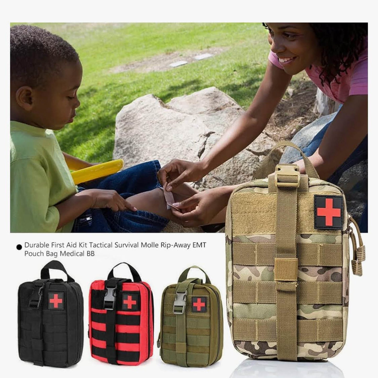 Erste Hilfe Set Outdoor, Premium, Erste Hilfe Tasche, Camouflage, für Haus, Auto, Reise, Büro, Wandern, Camping.