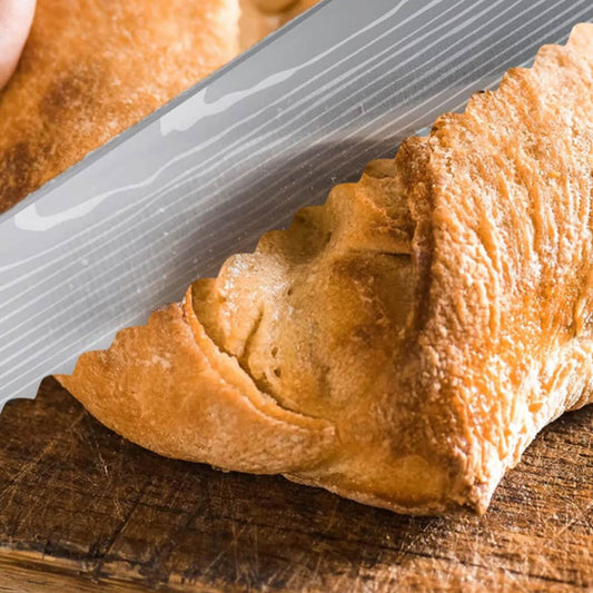 Fullhi Brotmesser, 8 Zoll, mehrfarbig, Japanisches Küchenmesser, Edelstahl, 2-teiliges Gehäuse, inkl. Wache (Holzkaffee).