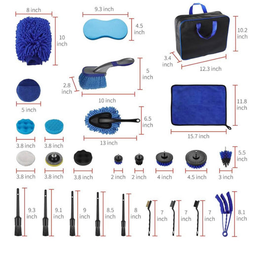 bemece Auto Reinigung Pinsel Set, 29-teilig, Detaillierungs-Bürsten, für Innen- und Außenreinigung, Motor, Lüftungsschlitze, Tragetasche.