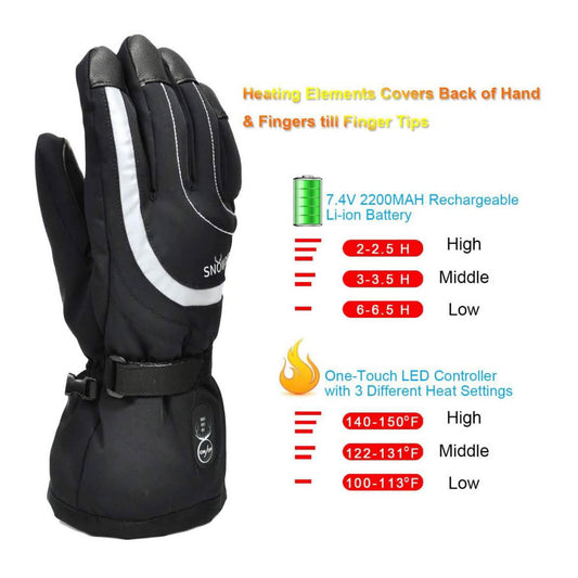 Heizhandschuhe SD30, XL, wiederaufladbar, 7,4 V 2200 mAh, ideal für Skifahren, Motorrad, Winter, für Männer und Frauen.