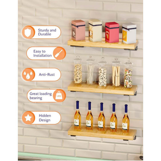 SKYSEN Regalhalterung 20cm, T-Form, 6 Stück, robuste Metallkonstruktion, schwerlastfähig, ideal für Küche und Garage, schwarz.