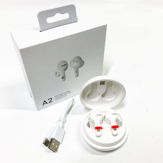 Sudio A2 Wireless Bluetooth Earbuds ANC Microphone Water-resistant 30h Battery WHITE