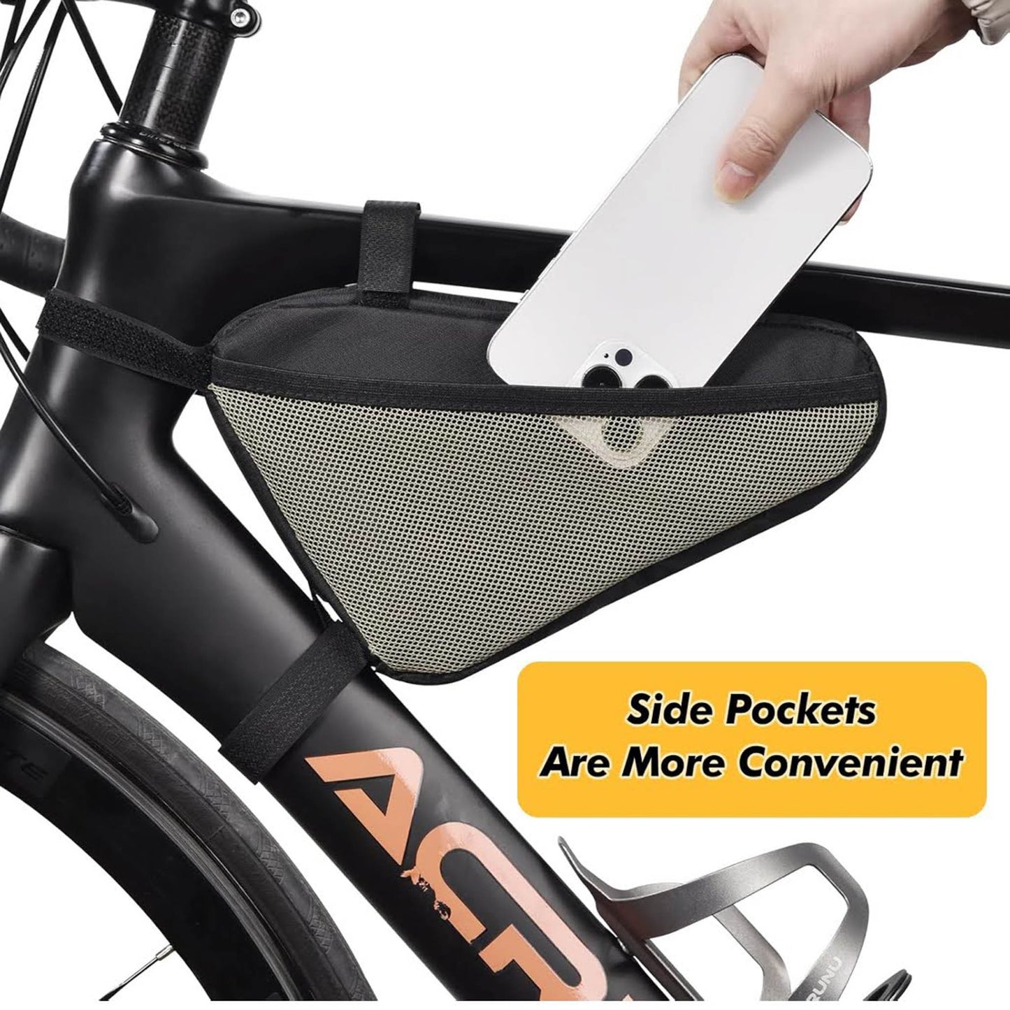 ACRUNU Dreieckstasche, wasserdicht, 1,5L, für 22-24mm Rahmen, inkl. Fahrradklingel, ideal für Mountainbike und Rennrad.