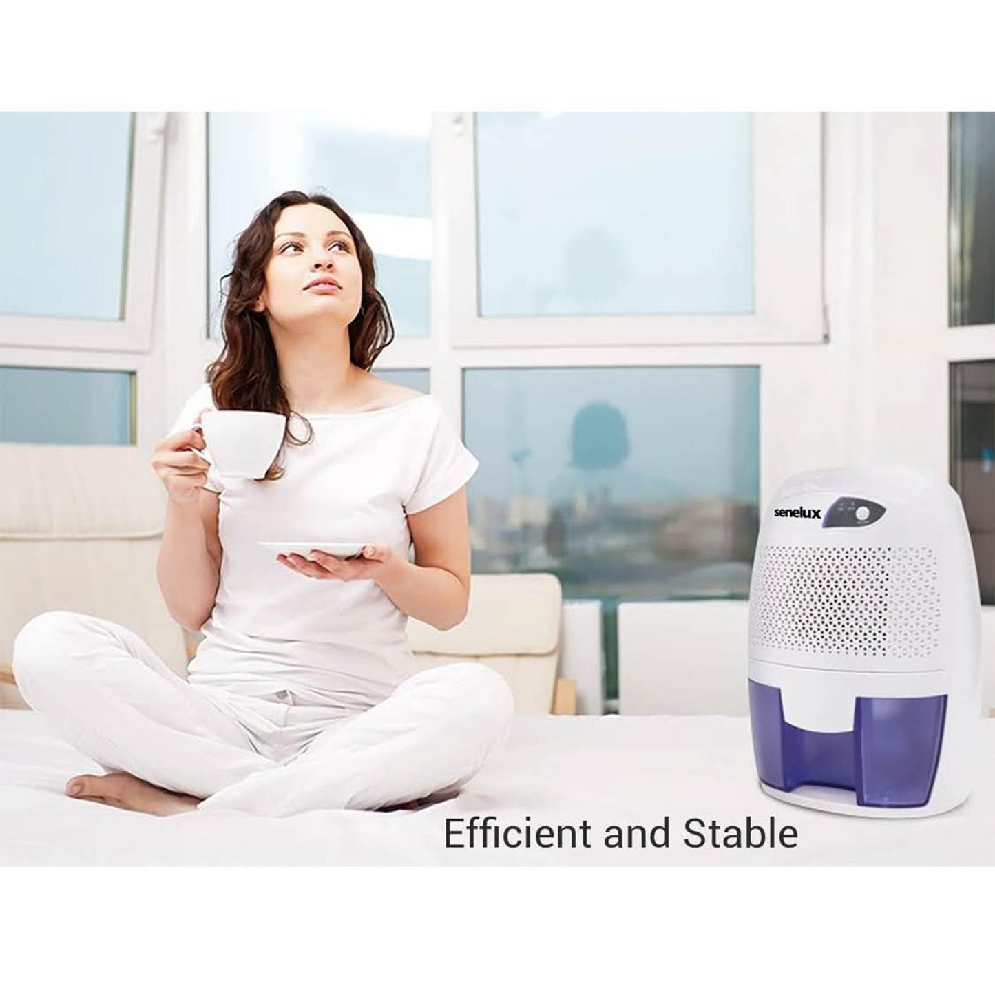 Senelux Mini-Luftentfeuchter 500 ml, tragbar, leise, effizient, ideal für kleine Räume, Keller und Schlafzimmer.