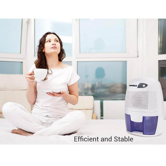 Senelux Mini-Luftentfeuchter 500 ml, tragbar, leise, effizient, ideal für kleine Räume, Keller und Schlafzimmer.