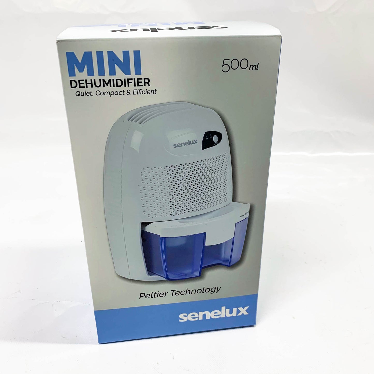 Senelux Mini-Luftentfeuchter 500 ml, tragbar, leise, effizient, ideal für kleine Räume, Keller und Schlafzimmer.