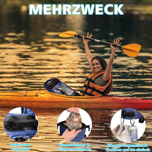 BOOSTEADY Dry Bag 20L, wasserdicht, IPX7, mit 3 D-Ringen, Reißverschluss, Touchscreen, ideal für Kajak, Boot, Camping, Strand.