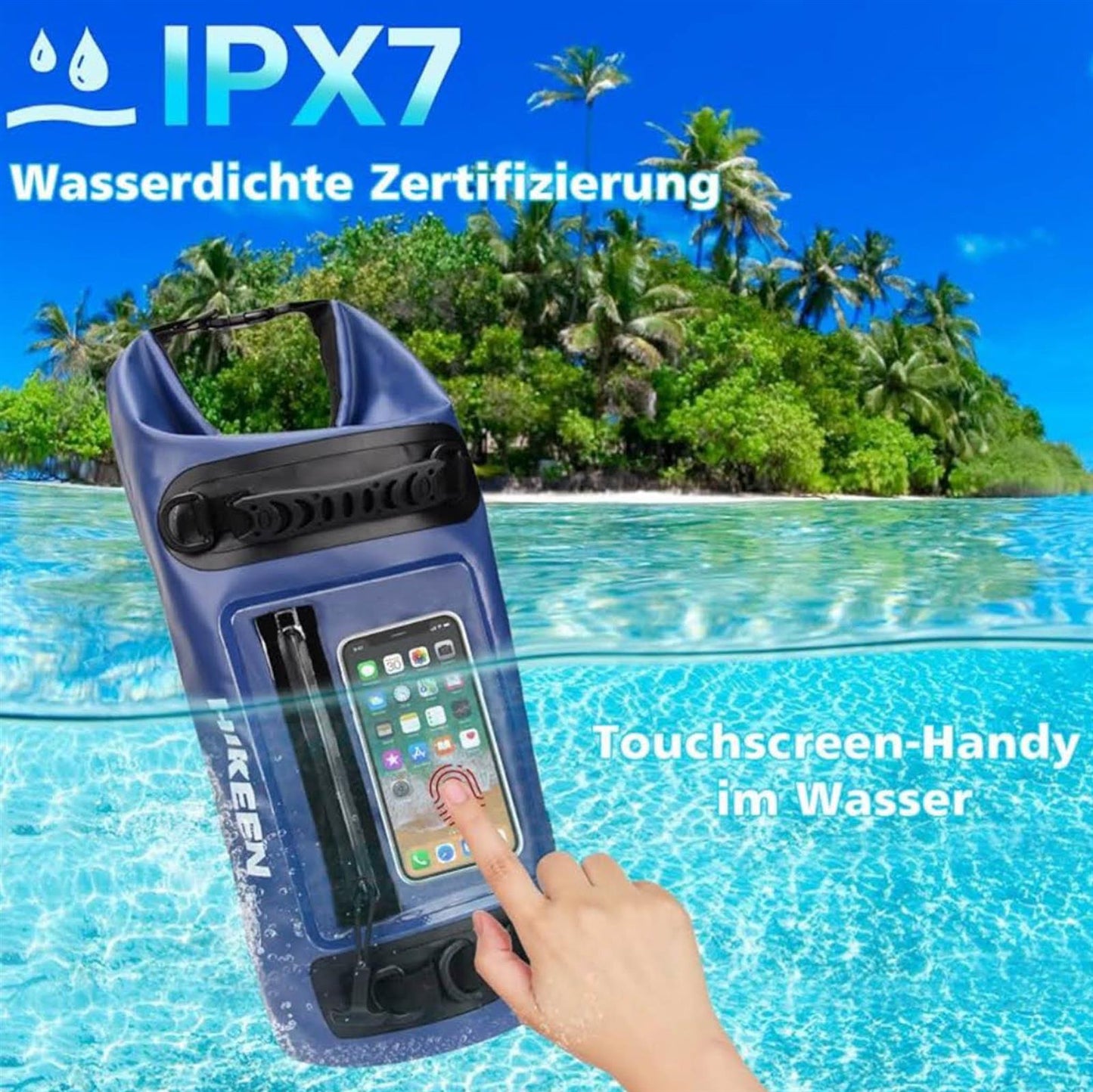 BOOSTEADY Dry Bag 20L, wasserdicht, IPX7, mit 3 D-Ringen, Reißverschluss, Touchscreen, ideal für Kajak, Boot, Camping, Strand.