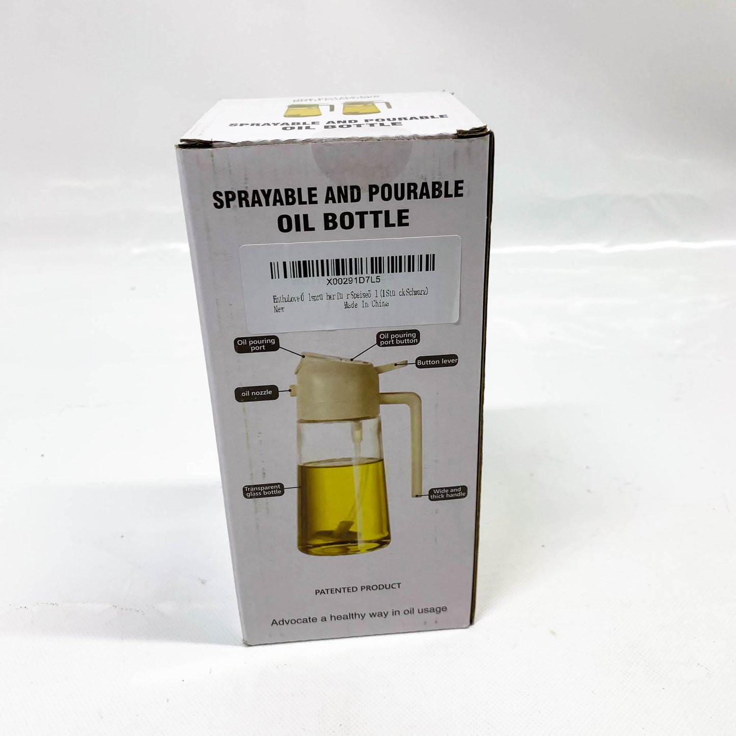 EnthuLove Ölsprüher 470ml, Ölsprühflasche, für Olivenöl & Heißluftfritteuse, 2-in-1 Set, schwarz, ideal für präzises Sprühen.