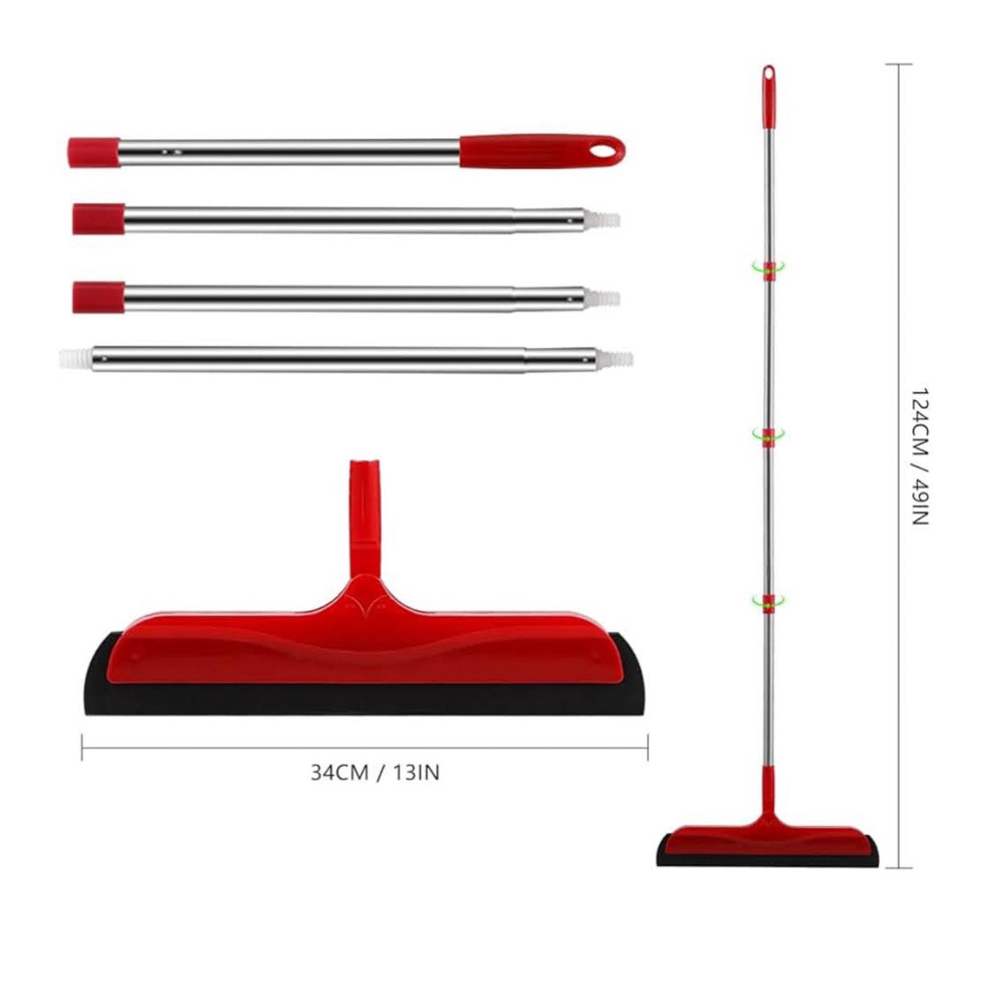 Mitclear Wasserschieber, verstellbarer Griff 124cm, Schaumabzieher für nassen Boden, ideal für Dusche, Bad, Küche, entfernt Tierhaare.