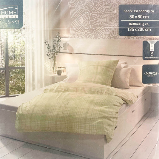 Home Ideas Living Renforce Bettwäsche-Garnitur, 100% Baumwolle, Kissenbezug 80x80cm, Bettbezug 135x200cm, atmungsaktiv, pflegeleicht.