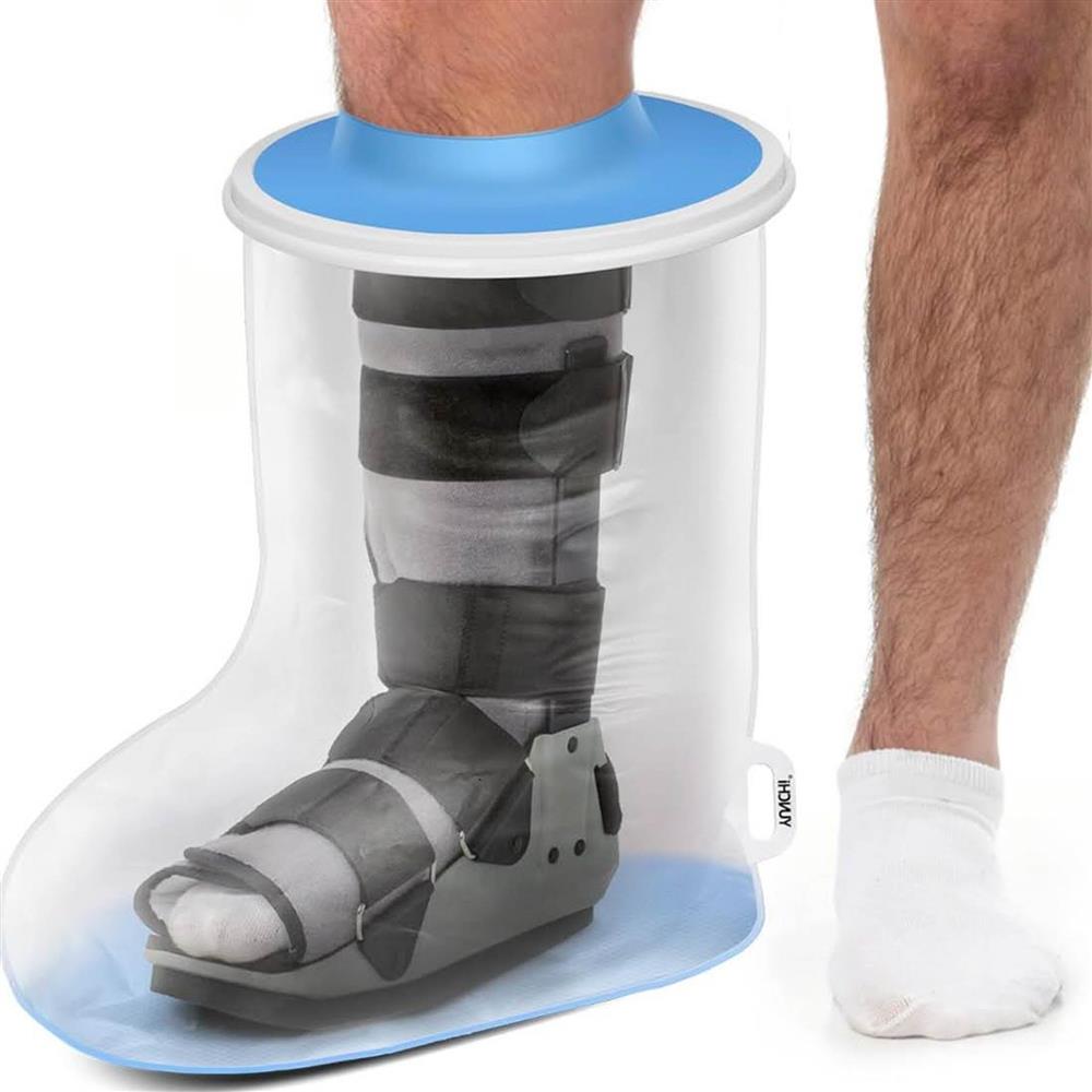 YUNCHI Aufgerüstet Duschschutz Bein XL Wasserdicht Wiederverwendbar Anti Slip Gipsschutz für Fuß Gips Unterschenkel Verbandschutz Kurzer Beinprotektor