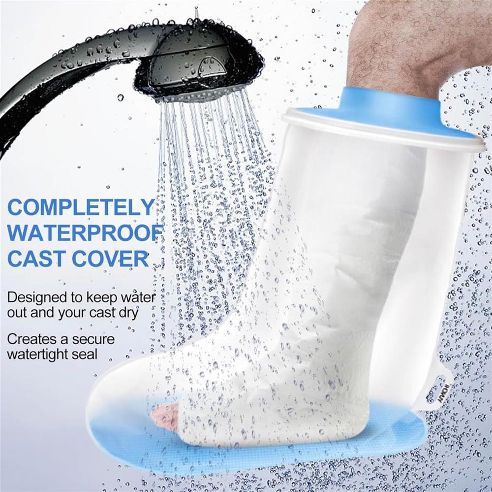 YUNCHI Aufgerüstet Duschschutz Bein XL Wasserdicht Wiederverwendbar Anti Slip Gipsschutz für Fuß Gips Unterschenkel Verbandschutz Kurzer Beinprotektor