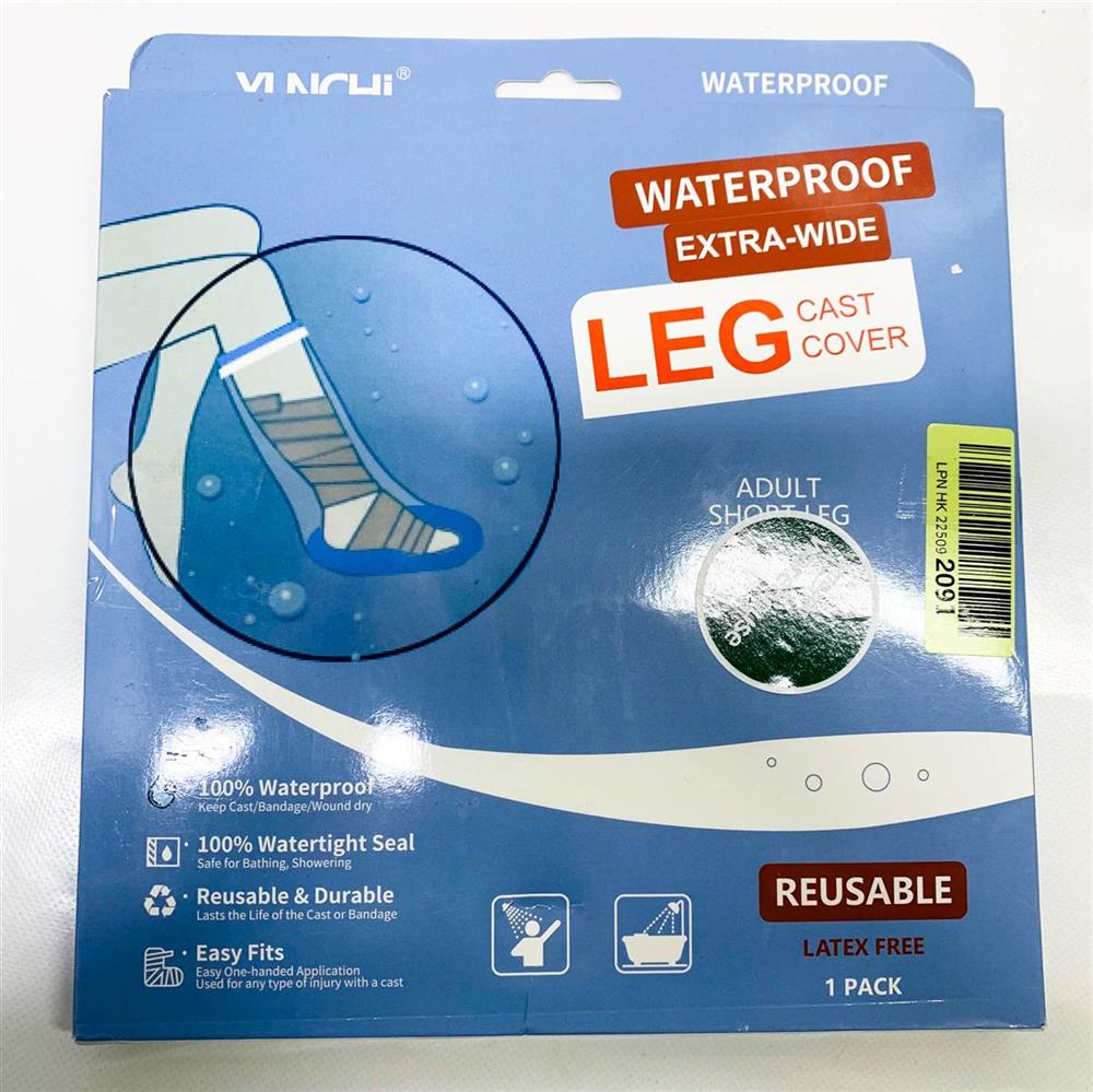 YUNCHI Aufgerüstet Duschschutz Bein XL Wasserdicht Wiederverwendbar Anti Slip Gipsschutz für Fuß Gips Unterschenkel Verbandschutz Kurzer Beinprotektor