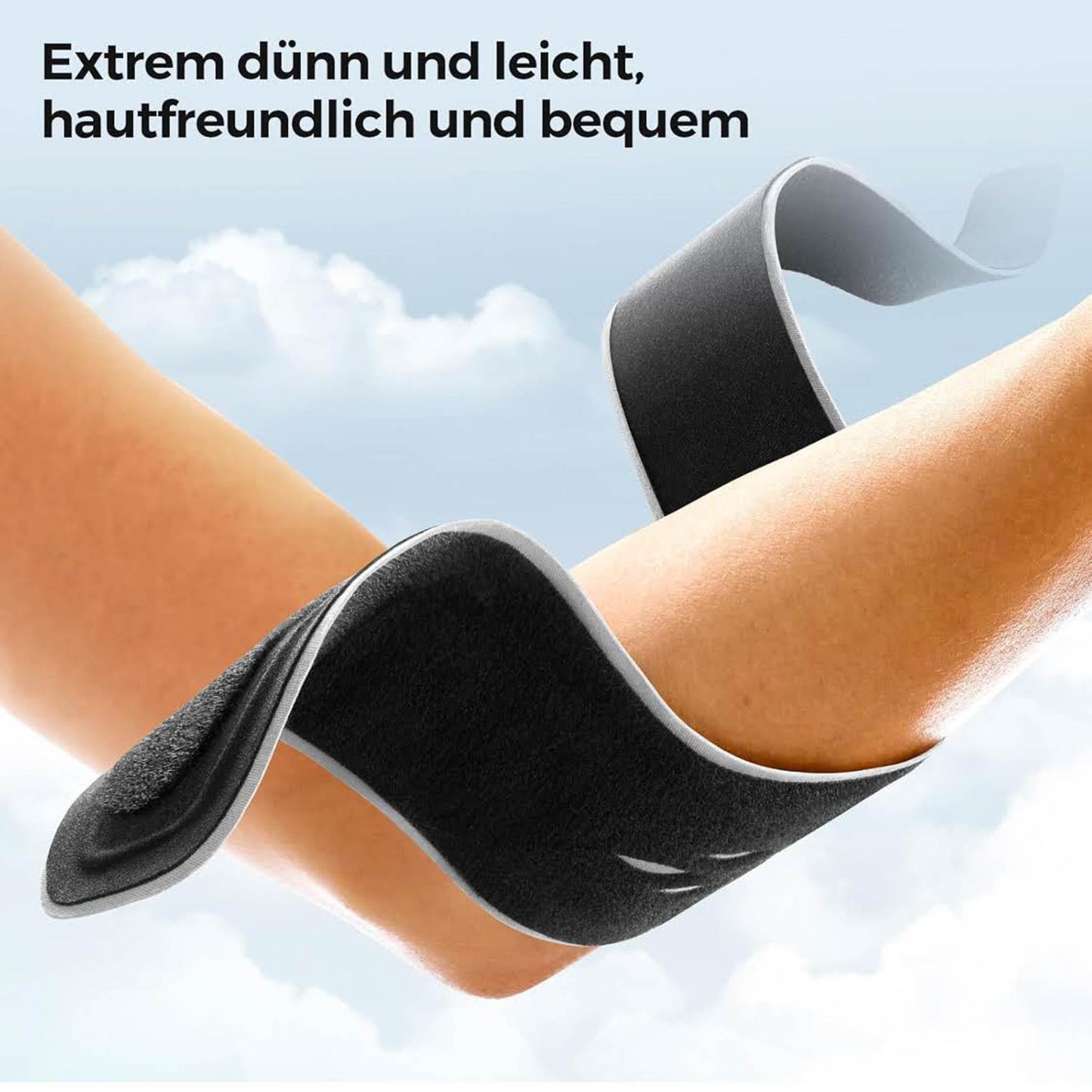 FREETOO Ellenbogenbandage, Tennisarm, für Herren/Damen, ideal bei Epicondylitis, Schwarz/Grau, optimal für Kraftsport.