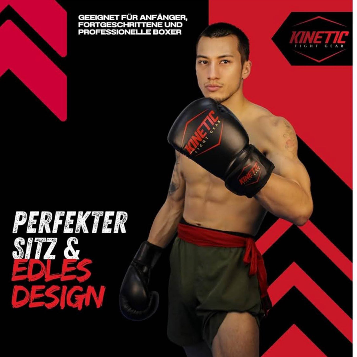 Kinetic Boxhandschuhe 10oz, Training, Boxen, Kickboxen, Muay Thai, Sparring, Klettverschluss, für Anfänger & Profis.